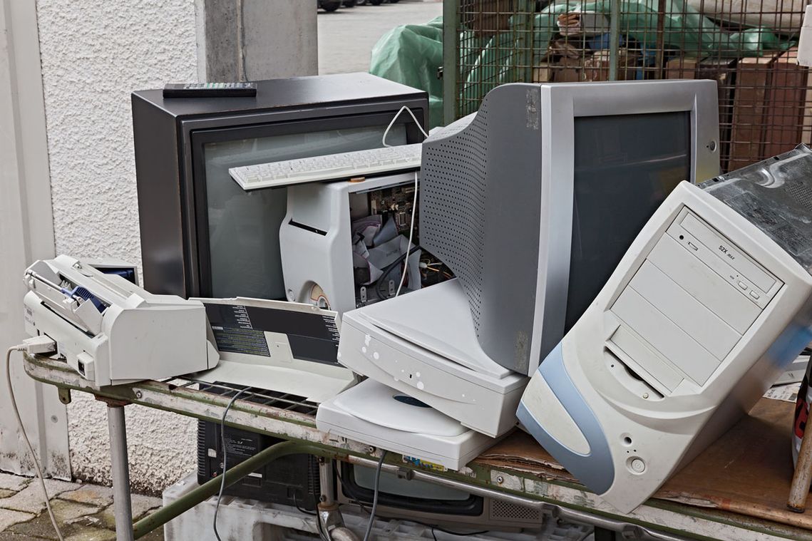PC and electronic goods ready for recycling